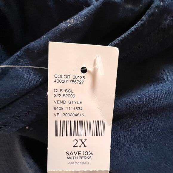 Catherines Navy Blue Capri Pants 2X Pull On Stretch Knit Cropped - Picture 9 of 12